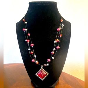 Costume jewelry - red/ silver
